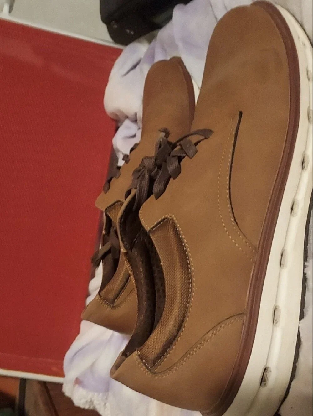 Lands' End Tan Lace-Up Oxfords